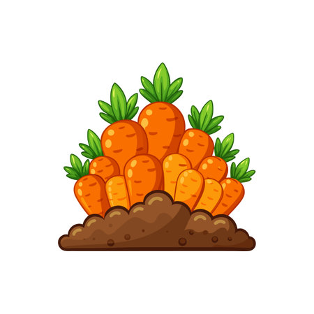 Cartoon carrots growing in garden soil illustration design artのイラスト素材