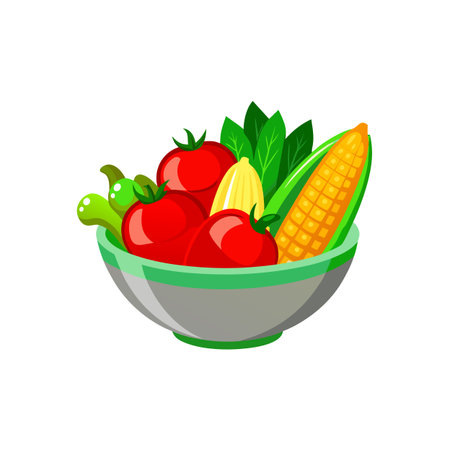 Illustration of vegetables in a bowl, flat vector designのイラスト素材