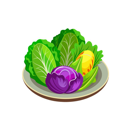 Fresh salad vegetables on a plate, healthy eating conceptのイラスト素材