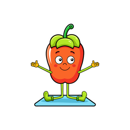 Whimsical Inactive Bell Pepper Yoga Artのイラスト素材