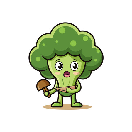 Artistic Broccoli in Refreshing Woodworking Designのイラスト素材