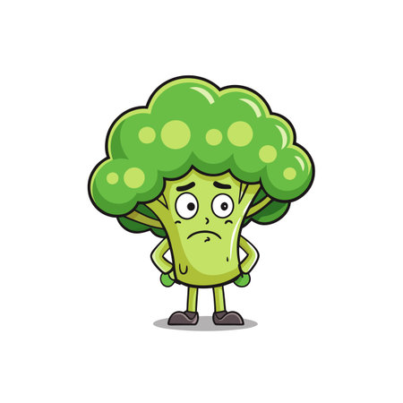 Nauseous Broccoli Vegetable Mushroom Illustrationのイラスト素材
