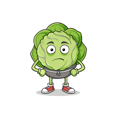 Cabbage Vegetable Character Weightlifting Artのイラスト素材