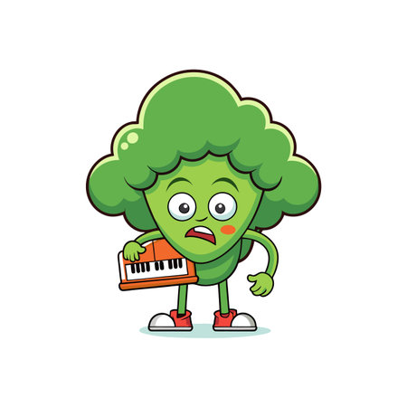 Artistic Broccoli Playing Piano in Stillnessのイラスト素材