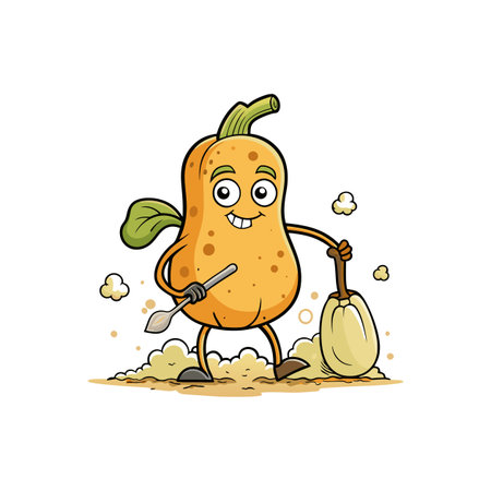 Artistic Butternut Squash in Overworked Floral Sceneのイラスト素材
