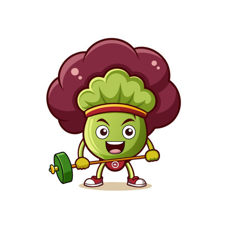 Broccoli in Unconscious Weightlifting Sceneのイラスト素材