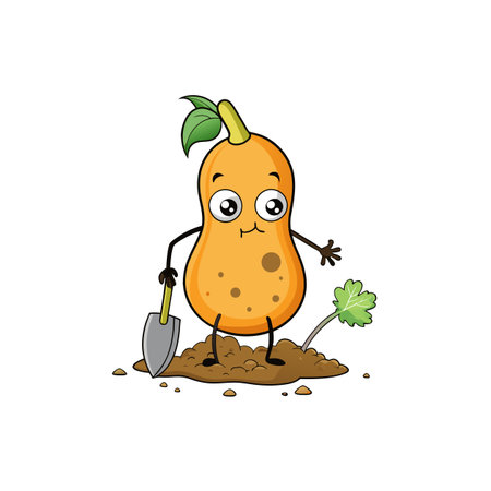 Illustration of Overworked Butternut Squash in Floralのイラスト素材