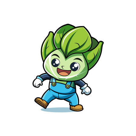 Bok Choy Vegetable Character Gardening Artのイラスト素材
