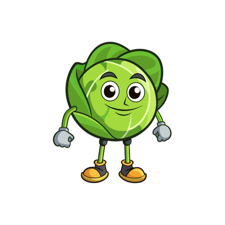 Perky Brussels Sprouts Vegetable Sculpting Illustrationのイラスト素材