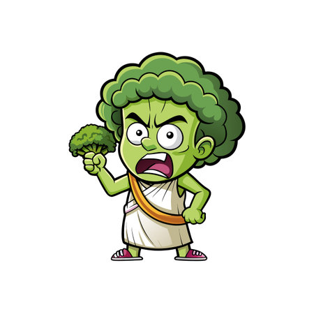 Wounded Broccoli Vegetable Film Making Illustrationのイラスト素材