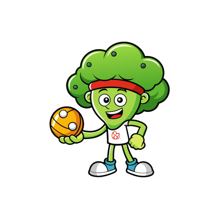 Broccoli Vegetable Character Bowling Artのイラスト素材