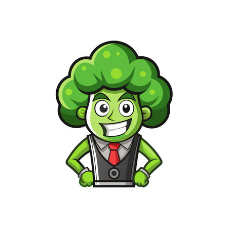 Sweaty Broccoli Vegetable Inline Illustrationのイラスト素材