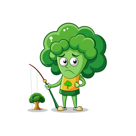 Congested Broccoli in Fishing Sceneのイラスト素材