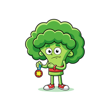 Queasy Broccoli Vegetable Camping Illustrationのイラスト素材