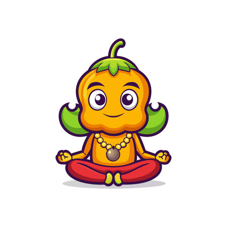 Giddy Bell Pepper in Meditation Sceneのイラスト素材