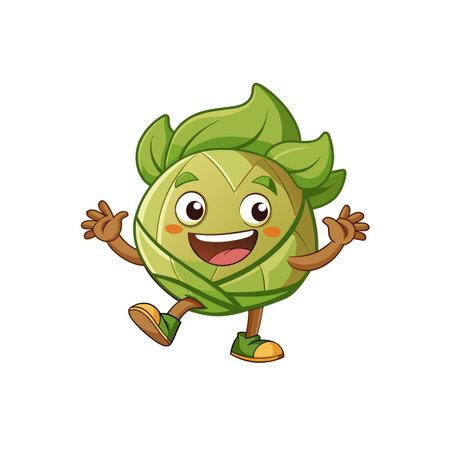 Cabbage Vegetable Character Running Artのイラスト素材