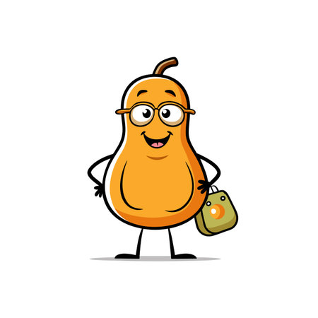 Fun Butternut Squash and Birdのイラスト素材