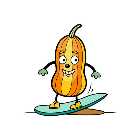 Stressed Butternut Squash Surfing Illustrationのイラスト素材