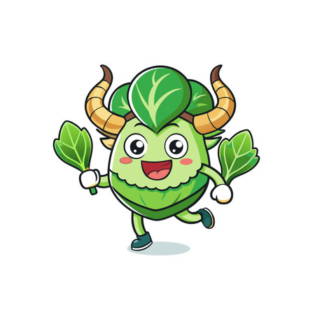 Bok Choy and Mushrooms in Disorientationのイラスト素材