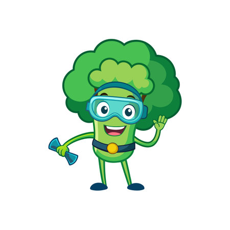 Broccoli Vegetable Character Scuba Artのイラスト素材