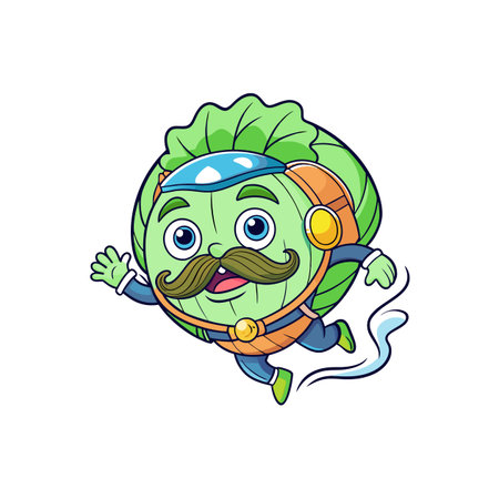 Whimsical Cabbage Artwork for Diving Designのイラスト素材