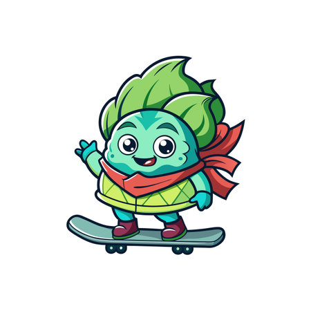 Charming Cabbage Illustration for Snowboardingのイラスト素材