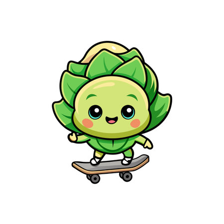 Dynamic Shocked Cabbage Skateboarding Designのイラスト素材