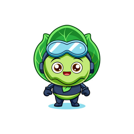 Energetic Cabbage in Scuba Artのイラスト素材