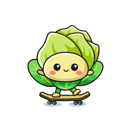 Creative Shocked Cabbage Skateboarding Designのイラスト素材