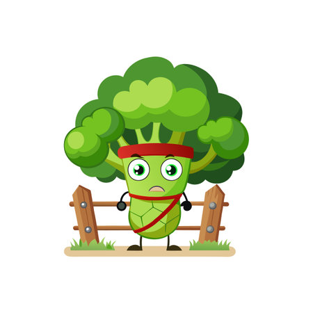 Broccoli Vegetable Character Fencing Artのイラスト素材