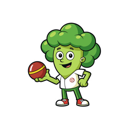 Unstable Broccoli Vegetable Bowling Illustrationのイラスト素材