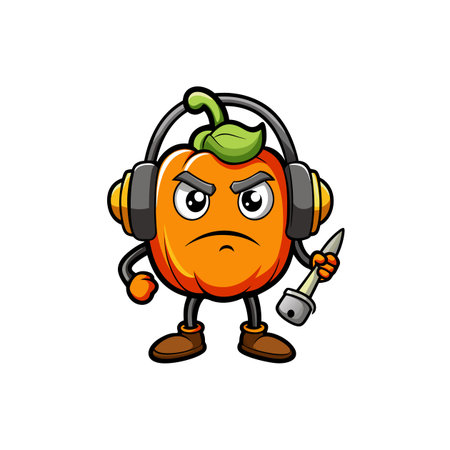 Bell Pepper Vegetable Character Metal Artのイラスト素材