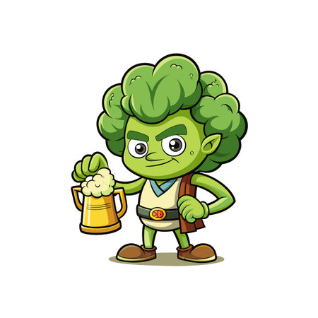 Unique Full Broccoli Brewing Beer Illustrationのイラスト素材