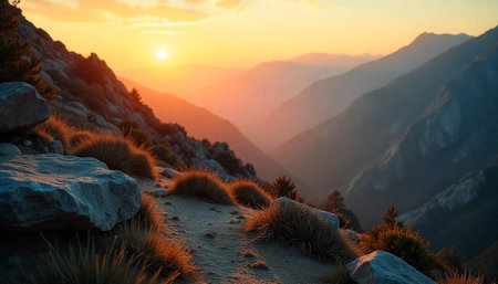 Sunset in the mountains of the Sierra Nevada, California, USA