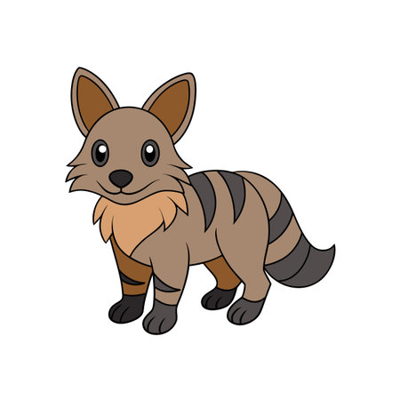 Cute cartoon hyena illustration with stripes and friendly expressionのイラスト素材