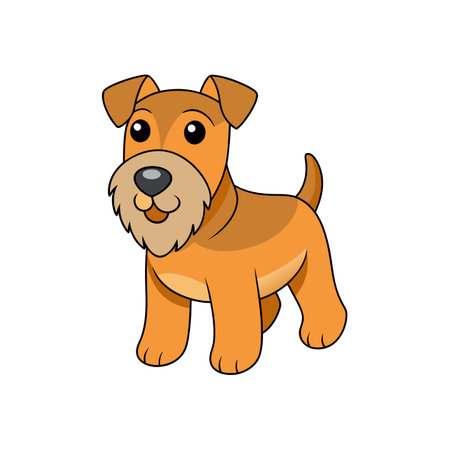 Adorable cartoon terrier dog standing isolated on white backgroundのイラスト素材