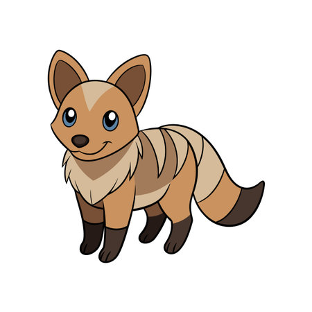 Stylized cartoon fox illustration with tan and brown stripesのイラスト素材