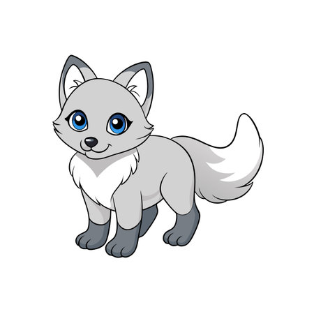 Cartoon arctic fox cub with blue eyes illustrationのイラスト素材