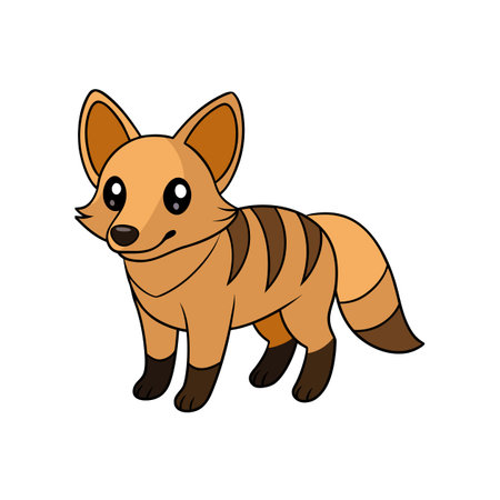 Cute cartoon hyena illustration with stripes and big eyesのイラスト素材