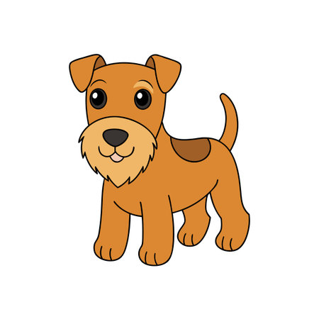 Cartoon Terrier Dog Illustration with Cute Expression Isolatedのイラスト素材
