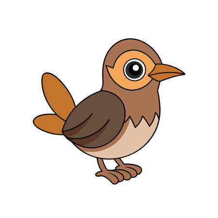Cartoon bird character illustration with simple shapes and colorsのイラスト素材