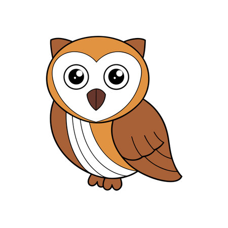 Cartoon owl illustration with geometric shapes and warm colorsのイラスト素材