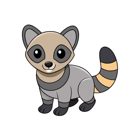 Cute Raccoon Character with Stripes and Cartoon Styleのイラスト素材