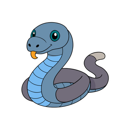Friendly cartoon snake illustration against a white backgroundのイラスト素材