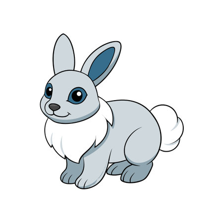 Cartoon arctic hare with fluffy fur standing gracefullyのイラスト素材