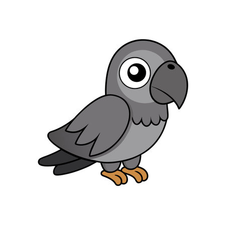 Cute cartoon grey parrot character illustration for childrenのイラスト素材