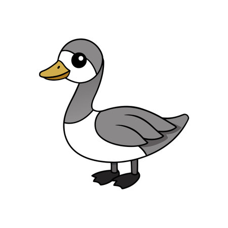 Cute cartoon goose illustration with black outlines on whiteのイラスト素材