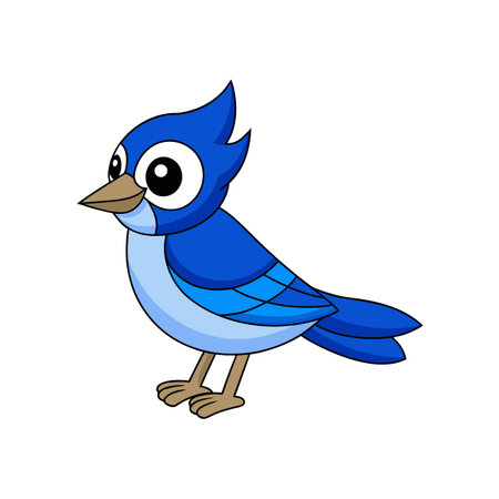 Cartoon blue jay stands on white background illustration artのイラスト素材