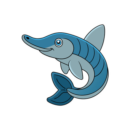 Smiling Cartoon Delphinus Leaping Upward In Water Graphic Styleのイラスト素材