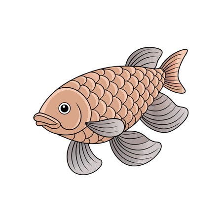 Illustration of a cartoon fish with a scaly bodyのイラスト素材